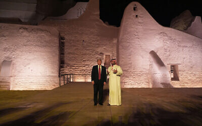 President Donald Trump and His Royal Highness, Mohammed bin Salman al Saud, Crown Prince and Prime Minister, Kingdom of Saudi Arabia, tour the Diriyah/At-Turaif UNESCO World Heritage Site, May 13, 2025, in Riyadh. (AP Photo/Alex Brandon)