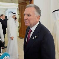 White House special envoy Steve Witkoff speaks with journalists after a signing ceremony between President Donald Trump and Qatar's Emir Sheikh Tamim bin Hamad Al Thani at the Amiri Diwan in Doha, Qatar, May 14, 2025. (AP Photo/ Alex Brandon)