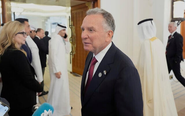White House special envoy Steve Witkoff speaks with journalists after a signing ceremony between President Donald Trump and Qatar's Emir Sheikh Tamim bin Hamad Al Thani at the Amiri Diwan in Doha, Qatar, May 14, 2025. (AP Photo/Alex Brandon)