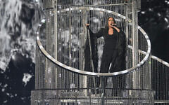 Yuval Raphael from Israel performs 'New Day Will Rise' at the second semifinal of the 69th Eurovision Song Contest, in Basel, Switzerland, May 15, 2025. (AP/Martin Meissner)
