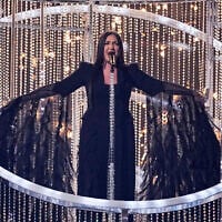 Yuval Raphael from Israel performs the song 'New Day Will Rise' during the Grand Final of the 69th Eurovision Song Contest, in Basel, Switzerland, May 17, 2025. (AP/Martin Meissner)