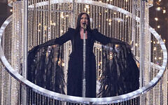 Yuval Raphael from Israel performs the song 'New Day Will Rise' during the Grand Final of the 69th Eurovision Song Contest, in Basel, Switzerland, May 17, 2025. (AP/Martin Meissner)