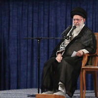 Supreme Leader Ayatollah Ali Khamenei speaks during a memorial in Tehran, Iran, May 20, 2025 for late president Ebrahim Raisi, who died in a helicopter crash last year. (Office of the Iranian Supreme Leader via AP)