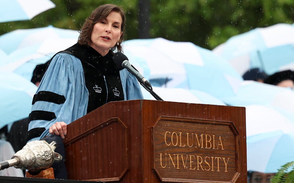 Columbia U president backs international students amid protests at commencement