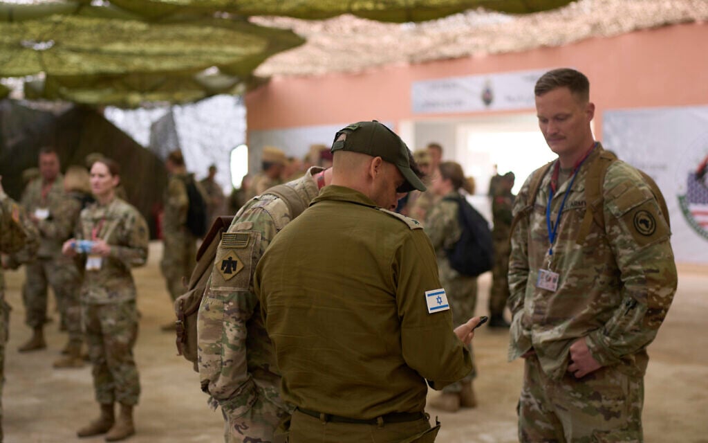 Members of the Israeli and US military take part in the 21st edition of the African Lion military exercise, in Tantan, south of Agadir, Morocco, May 23, 2025. (AP Photo/Mosa'ab Elshamy)