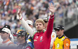 Robert Shwartzman is introduced before the start of the Indianapolis 500 auto race at Indianapolis Motor Speedway in Indianapolis, May 25, 2025. (AP Photo/AJ Mast)