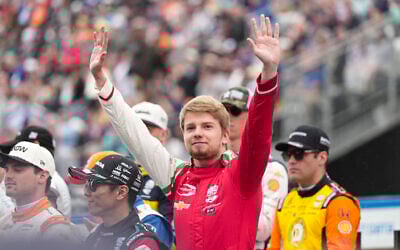 Robert Shwartzman is introduced before the start of the Indianapolis 500 auto race at Indianapolis Motor Speedway in Indianapolis, May 25, 2025. (AP Photo/AJ Mast)
