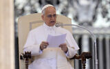 Pope Leo XIV holds his weekly general audience in St. Peter's Square at The Vatican, on May 28, 2025. (AP Photo/Gregorio Borgia)