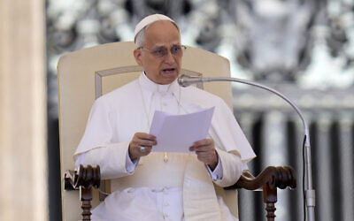 Pope Leo XIV holds his weekly general audience in St. Peter's Square at The Vatican, on May 28, 2025. (AP Photo/Gregorio Borgia)