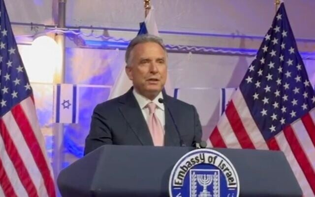 US Special Envoy Steve Witkoff addresses an event for Israel's Independence Day, at the Israeli Embassy in Washington on May 5, 2025. (Screenshot)