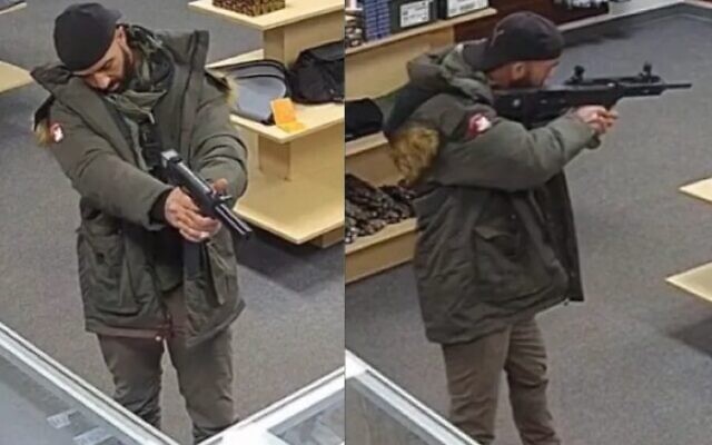 Hassan Chokr handles a Mac-10 machine gun (L), and points a 12-gauge shotgun (R), in surveillance images filed in court. (US Department of Justice) Hassan Chokr handles a Mac-10 machine gun (L), and points a 12-gauge shotgun (R), in surveillance images filed in court. (US Department of Justice)