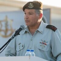 Maj. Gen. David Zini, head of Training Command and General Staff Corps, during a ceremony on July 9, 2023. (Israel Defense Forces)