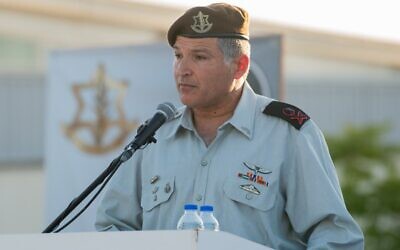 Maj. Gen. David Zini, head of Training Command and General Staff Corps, during a ceremony on July 9, 2023. (Israel Defense Forces)