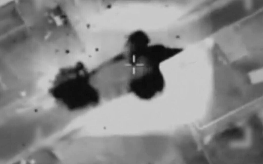 A screenshot of IDF video showing a drone strike in southern Lebanon’s Majdal Zoun on May 26, 2025, that it said killed a member of Hezbollah’s elite Radwan force. (X screenshot)