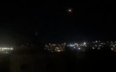 A screenshot of video showing an interceptor missile being launched toward a ballistic missile fired from Yemen at Israel, early May 23, 2025. (X screenshot)
