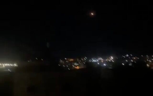 A screenshot of video showing an interceptor missile being launched toward a ballistic missile fired from Yemen at Israel, early May 23, 2025. (X screenshot)