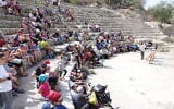 Israelis visit the site of Sebastia near the West Bank city of Nablus, on April 22, 2019. (Hillel Maeir/ Flash90/ File)