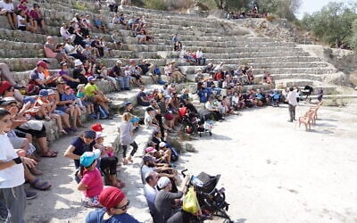 Israelis visit the site of Sebastia near the West Bank city of Nablus, on April 22, 2019. (Hillel Maeir/ Flash90/ File)