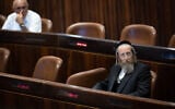 United Torah Judaism MK Ya'akov Tessler sits in the Knesset plenum, June 6, 2022. (Yonatan Sindel/Flash90)