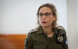 Chief Military Advocate Yifat Tomer-Yerushalmi at a farewell ceremony for retiring acting Supreme Court President Uzi Vogelman, at the Supreme Court in Jerusalem on October 1, 2024. (Photo by Oren Ben Hakoon/POOL)