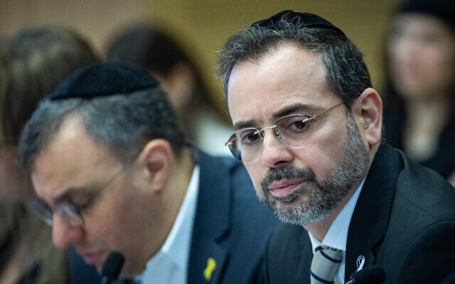 Health Minister Uriel Busso attends a Health Committee meeting at the Knesset in Jerusalem, on March 24, 2025. (Yonatan Sindel/Flash90) Health Minister Uriel Busso attends a Health Committee meeting at the Knesset in Jerusalem, on March 24, 2025. (Yonatan Sindel/Flash90)