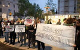 Activists protest the war in Gaza, in Jerusalem, April 9, 2025. (Chaim Goldberg/Flash90)