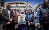 Palestinians take part in a protest in support of Palestinian prisoners held in Israeli jails, in the West Bank city of Hebron on April 17, 2025. (Wisam Hashlamoun/Flash90)