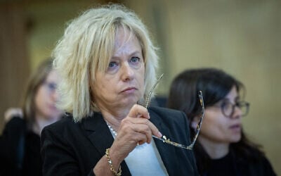 Attorney General Gali Baharav-Miara attends a Constitution, Law and Justice Committee meeting at the Knesset in Jerusalem, April 27, 2025. (Yonatan Sindel/Flash90)