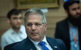 Education Minister Yoav Kisch attends a meeting of the Knesset Education, Culture, and Sports Committee in Jerusalem, May 12, 2025. (Yonatan Sindel/Flash90)