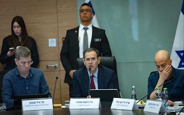 Likud MK Moshe Saada leads a Constitution, Law and Justice Committee meeting at the Knesset on May 19, 2025. (Yonatan Sindel/Flash90)