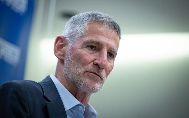 Leader of The Democrats party Yair Golan leads a faction meeting at the Knesset in Jerusalem, May 26, 2025. (Noam Revkin Fenton/Flash90)