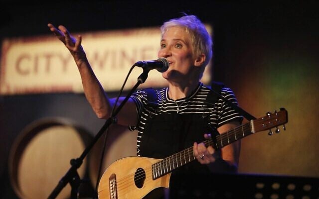 Jill Sobule performs as part of Wesley Stace's Cabinet of Wonders at City Winery on October 19, 2018, in New York City. (Al Pereira/Getty Images via JTA)