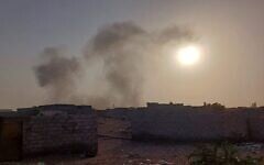 Smoke rises from the Hodeidah port in western Yemen following an Israeli airstrike, May 16, 2025. (Social media: used in accordance with Clause 27a of the Copyright Law)