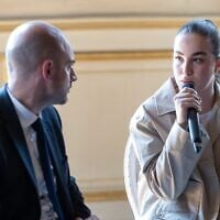 Freed Israeli hostage Agam Berger meets with French Foreign Minister Jean-Noel Barrot at the French Foreign Ministry in Paris, May 23, 2025. (French Foreign Ministry)