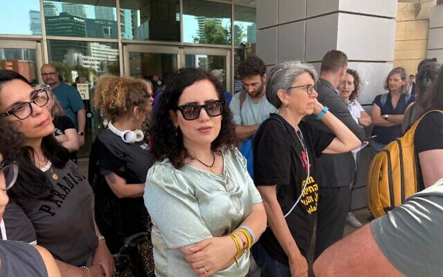 MK Naama Lazimi joins a teachers protest outside the Education Ministry in Tel Aviv, on May 11, 2025. (Ariela Karmel/Times of Israel) MK Naama Lazimi joins a teachers protest outside the Education Ministry in Tel Aviv, on May 11, 2025. (Ariela Karmel/Times of Israel)