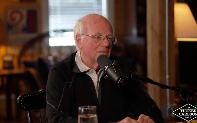 Ben Cohen sits for an interview with Tucker Carlson on May 5, 2025. (Screenshot via JTA)