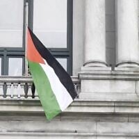The Palestinian flag flies at Providence, Rhode Island's City Hall on Friday, May 16, 2025. (Screenshot/X)