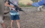 Jerusalemite Akiva Cohen harasses and threatens an Arab family picnicking on Jordan River, in video captured May 3, 2025. (Screenshot via X, used in accordance with Clause 27a of the Copyright Law)