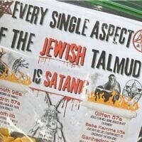 A photo of the antisemitic fliers distributed in Squirrel Hill. (Corey O'Connor/X via JTA)