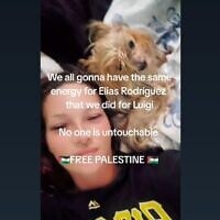 A TikTok post celebrating Elias Rodriguez. (Screenshot via JTA)