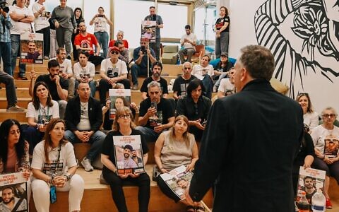 US Special Envoy to the Middle East Steve Witkoff meets with relatives of hostages held in Gaza, in Tel Aviv, May 13, 2025. (Paulina Patimer / Hostages Families Forum)