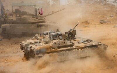 Troops of the Givati Brigade operate in the northern Gaza Strip, in a handout photo published May 26, 2025. (Israel Defense Forces)