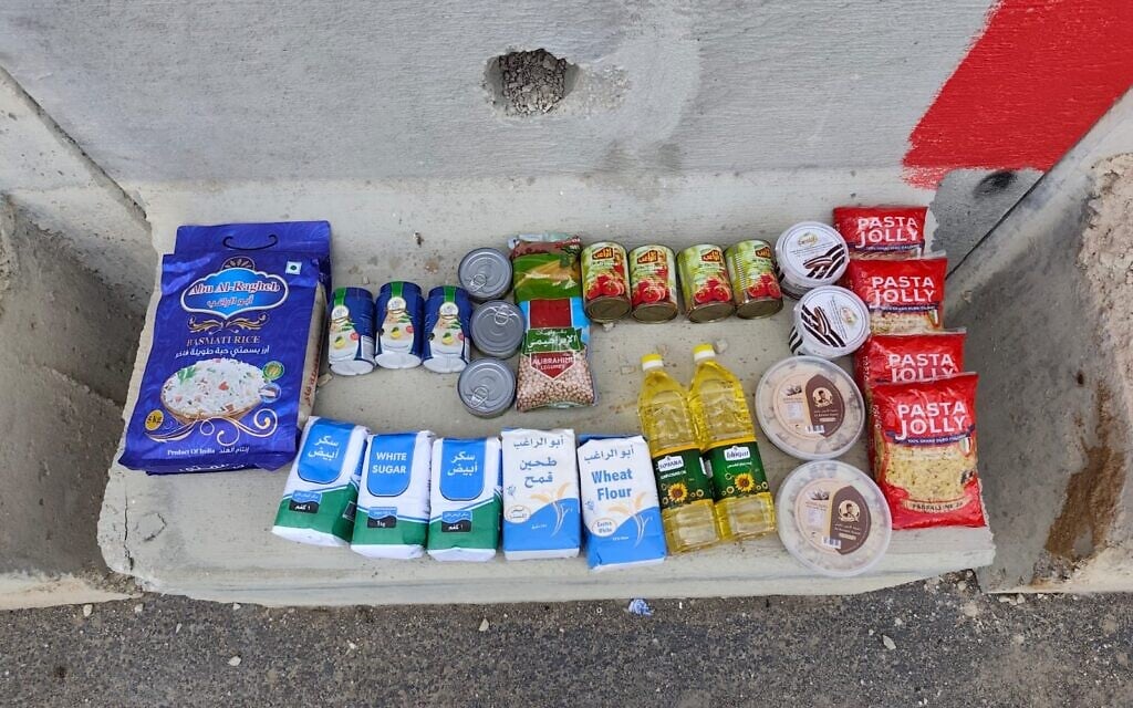 The contents of a humanitarian aid delivery to Gaza, in an image released May 27, 2025. (Israel Defense Forces)