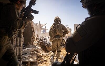 IDF troops operate in the Gaza Strip, in a handout photo published on May 11, 2025. (Israel Defense Forces)