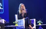 Erin Molan speaking at the Nikraim LaDegel's "Salute to Israeli Independence Day" event in Tel Aviv, May 5, 2025. (Credit: Denis Kappel)