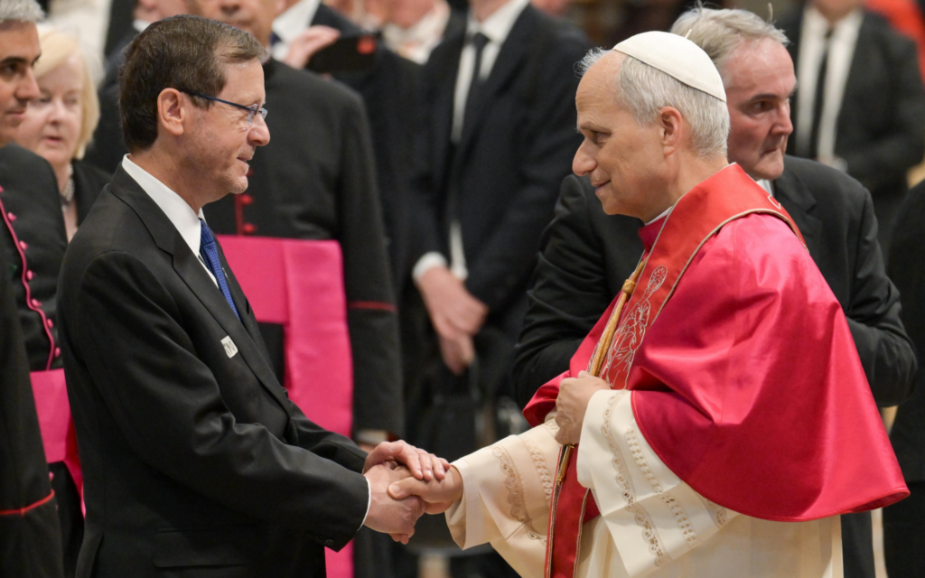 Herzog, Jewish leaders at pope’s inauguration, hoping to mend rift over Gaza war