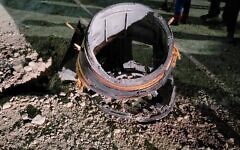 A large chunk of debris from an intercepted Houthi ballistic missile lands in the West Bank settlement of Alon Shvut, May 15, 2025. (X, used in accordance of clause 27a of the copyright law)