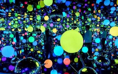 From the interior of an infinity mirror room created by Japanese artist Yayoi Kusama, now part of the permanent collection of the Tel Aviv Museum of Art, beginning in June 2025 (Credit Kfir Sivan)