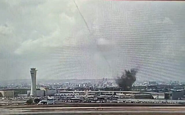 Screen grab from CCTV footage shows impact of ballistic missile near Ben Gurion Airport on May 4, 2025 (Screen grab from social media used in accordance with Clause 27a of the Copyright Law) Screen grab from CCTV footage shows impact of ballistic missile near Ben Gurion Airport on May 4, 2025 (Screen grab from social media used in accordance with Clause 27a of the Copyright Law)