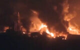 A screen grab of footage purportedly shows Israeli strikes on Yemen's Houthi-held Hodeida area on May 5, 2025. (X; used in accordance with Clause 27a of the Copyright Law)